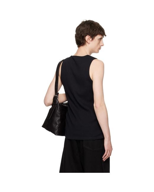 Lemaire Black Rib Cotton Jersey Tank Top for men