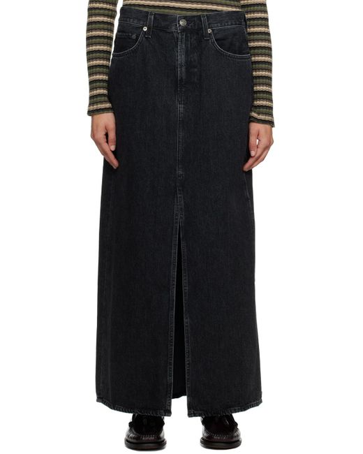 Agolde Black Leif Denim Maxi Skirt