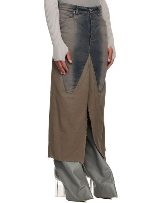 Rick Owens Concordians Long Slivered Denim Skirt for Men | Lyst