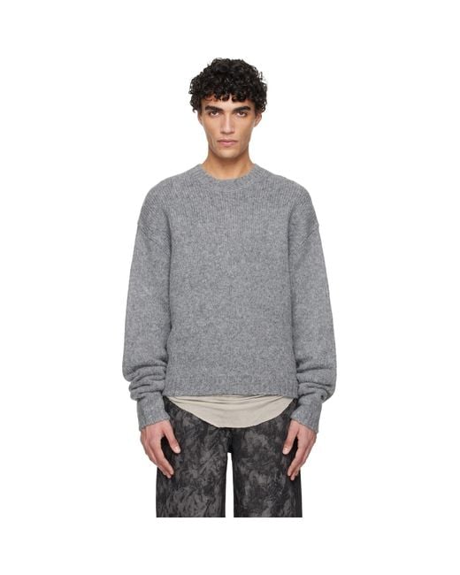 HELIOT EMIL Gray Roan Alpaca Knit Sweater for men