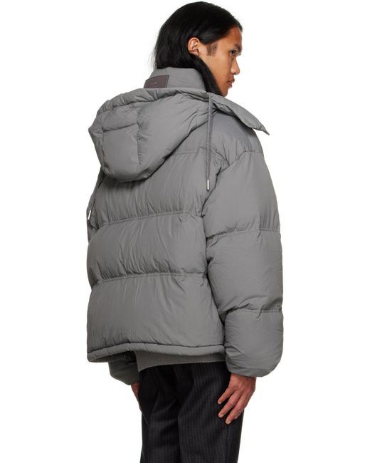 AMI Gray Quilted Down Jacket for men