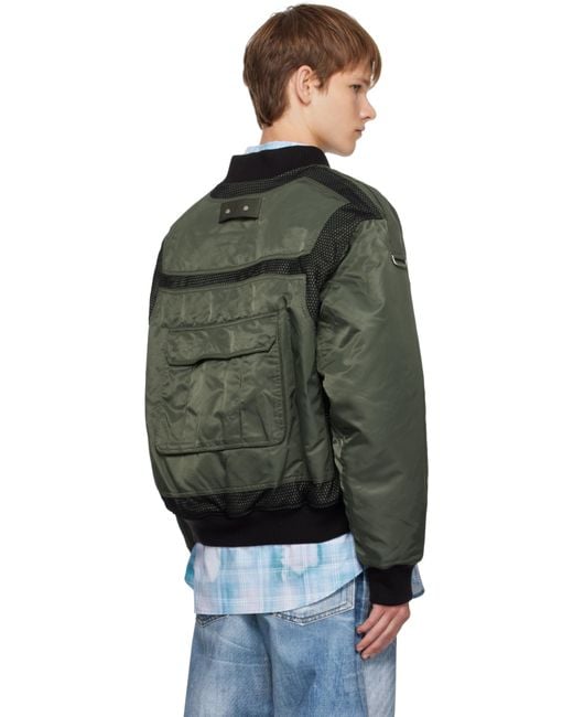 ANDERSSON BELL Black Khaki Flight Layered Washed Bomber Jacket for men