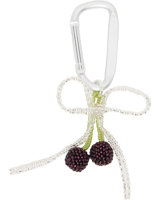 Pura Utz White Dark Cherry Bow Carabiner Keychain