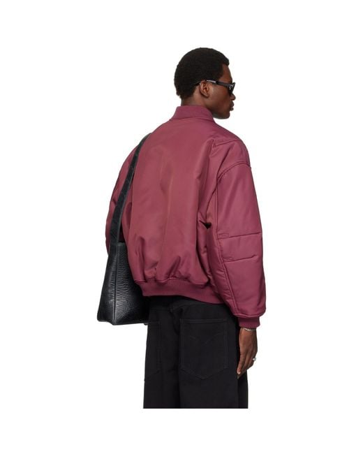Lu'u Dan Red Burgundy Aviator Bomber Jacket for men