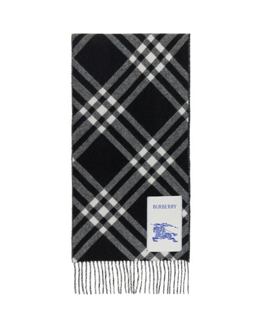 Burberry Black Check Cashmere Scarf for men