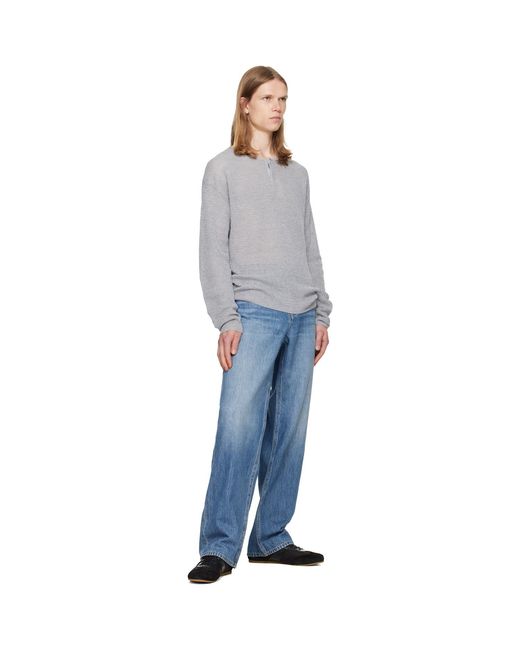 Helmut Lang Gray Textured Henley for men