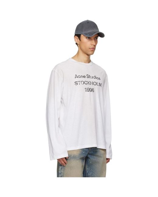 Acne White Off- Logo T-Shirt for men