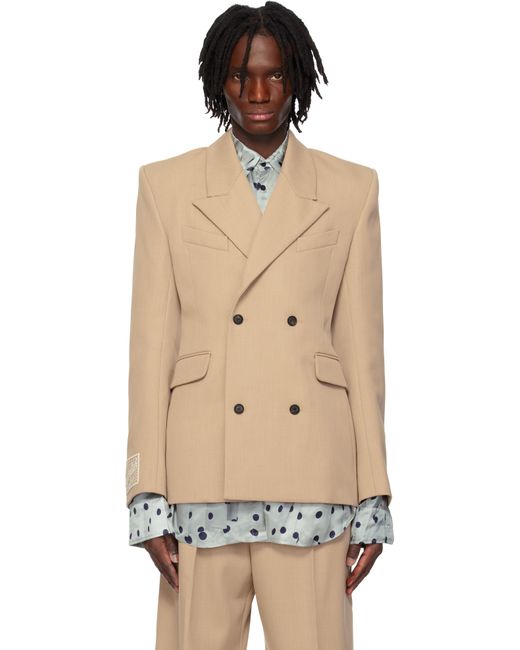 Egonlab Men's Black Fitted Double Breasted Blazer