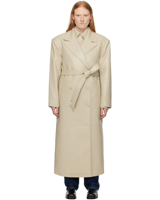 Frankie Shop Multicolor Beige Tina Faux-leather Trench Coat