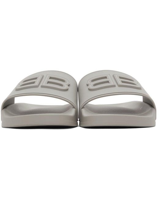 Balenciaga Gray Bb Pool Slides for men