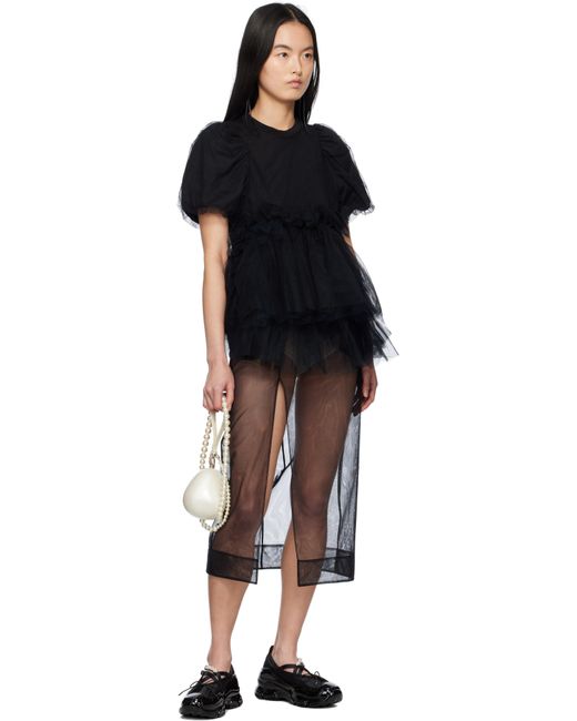 Jupe Crayon Midi Transparente Noire À Fente Simone Rocha en coloris Black