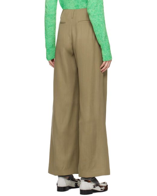 Acne Green Khaki Straight-leg Trousers