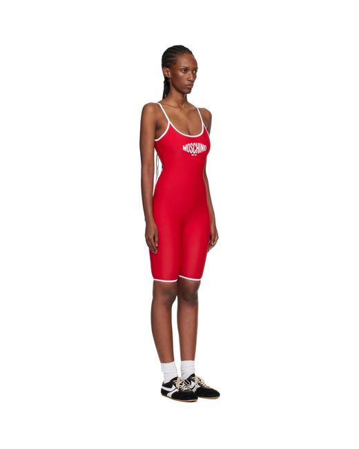 Moschino Red Printed Lycra One-Piece Swimsuit