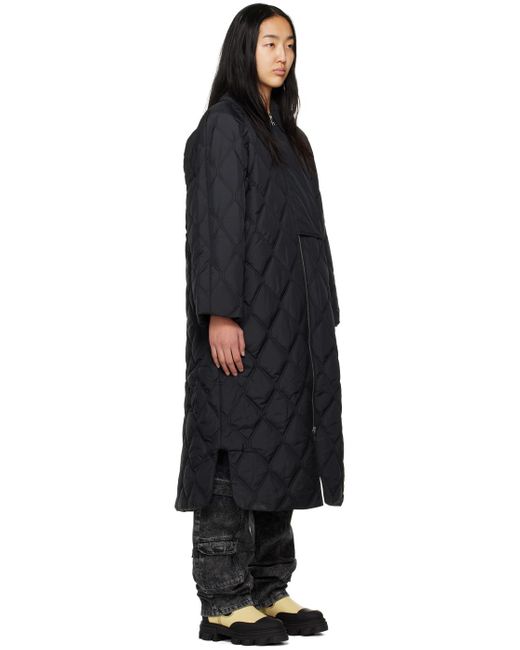 Ganni Black Quiled Coat