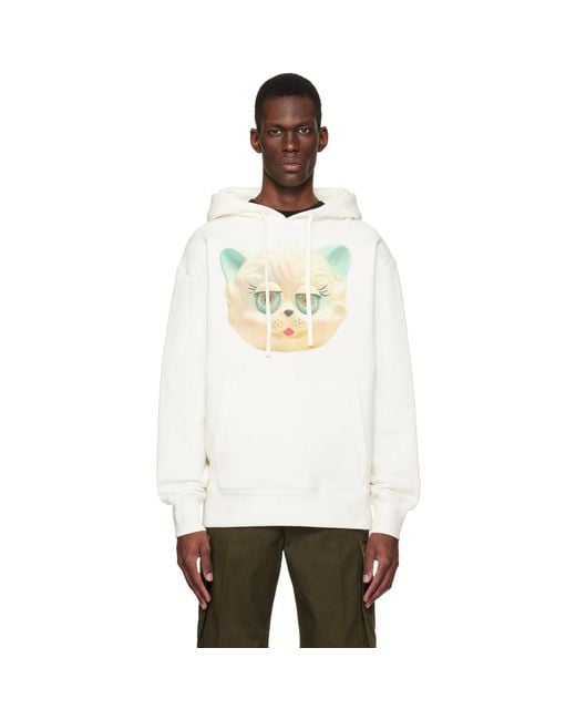 Valentino Natural Cotton 'Le Chat De La Maison' Print Hoodie for men