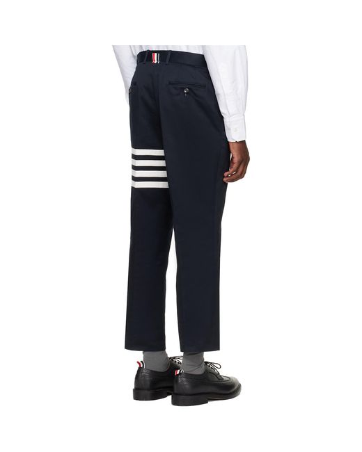 Thom Browne Blue Cotton Twill 4-Bar Unconstructed Trousers for men