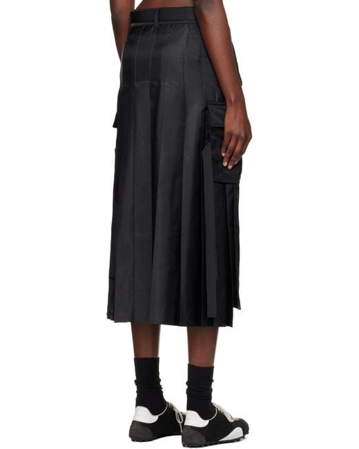 Sacai ブラック ナイロンツイル ミディアムスカート Black