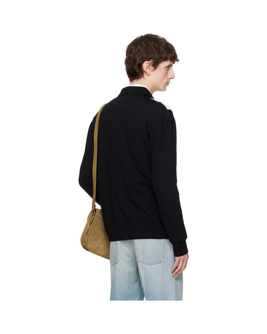 Valentino Black Knit Wool Logo Polo for men