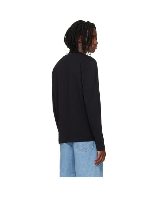 AMI Black Cotton Ami De Coeur Longsleeves T-shirt for men