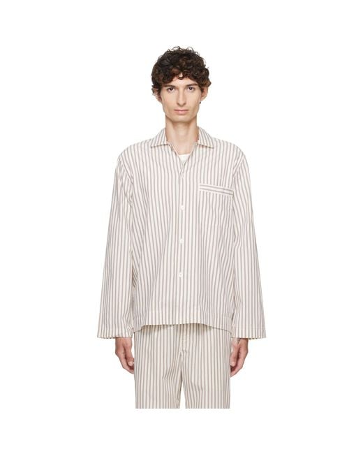 Tekla White Off- & Poplin Long-Sleeved Pyjama Shirt for men