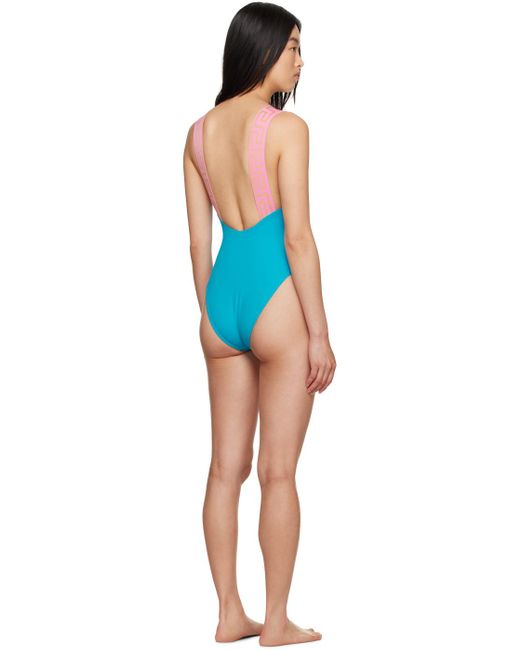 Versace Blue Greca One-piece Swimsuit
