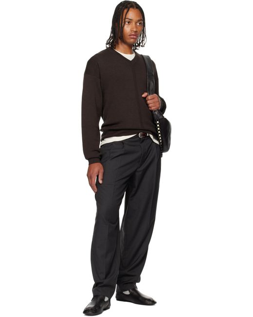 Lemaire Black V-neck Sweater for men