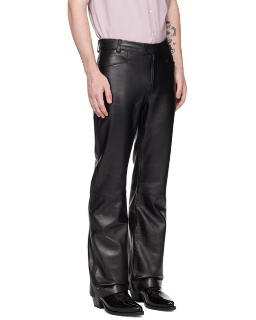 Ernest W. Baker Black Fla Leather Trousers for men