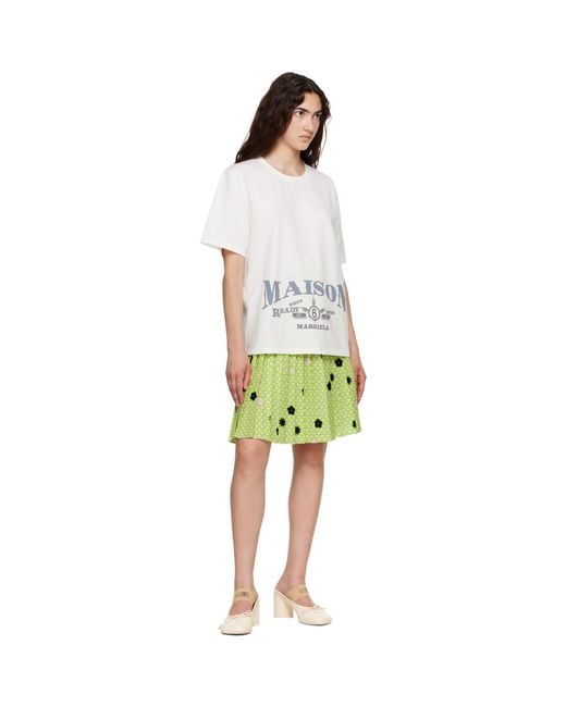 MM6 by Maison Margiela White Off- Printed T-Shirt