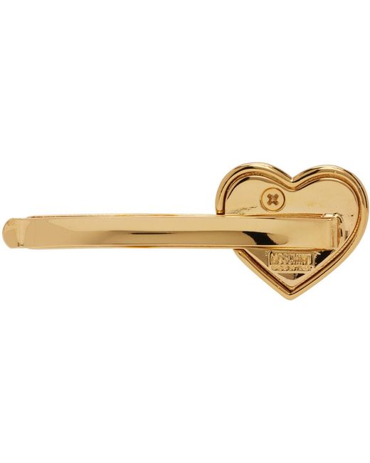 Moschino Black Gold Heart Lock Hair Clip