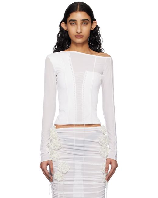 Fanci Club White Glasswing Double-Layered Sheer T-Shirt
