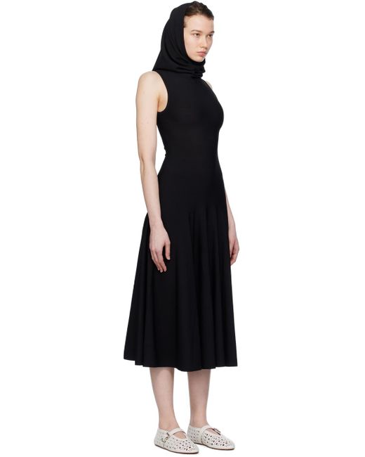 Alaïa Black Hooded Maxi Dress