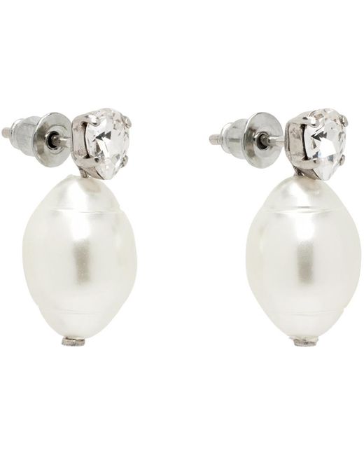 Simone Rocha Silver & White egg Stud Earrings for men