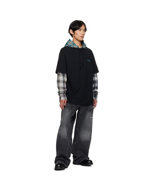 we11done Black Distressed Jeans for men