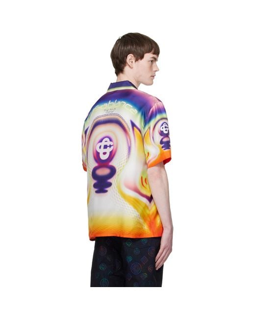 Casablanca Multicolor Open Collar Short Sleeve Shirt for men