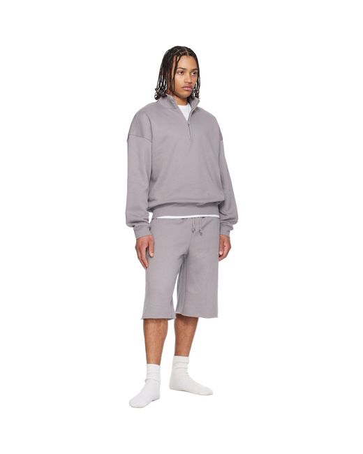 Skims Gray Fleece Lounge Relaxed Quarter Zip Sweatshirt for men