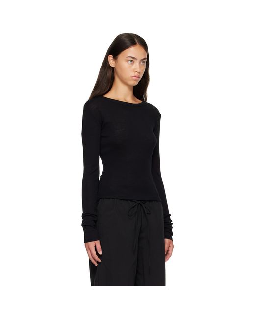 St. Agni Black Wool Long Sleeve Baby T-Shirt