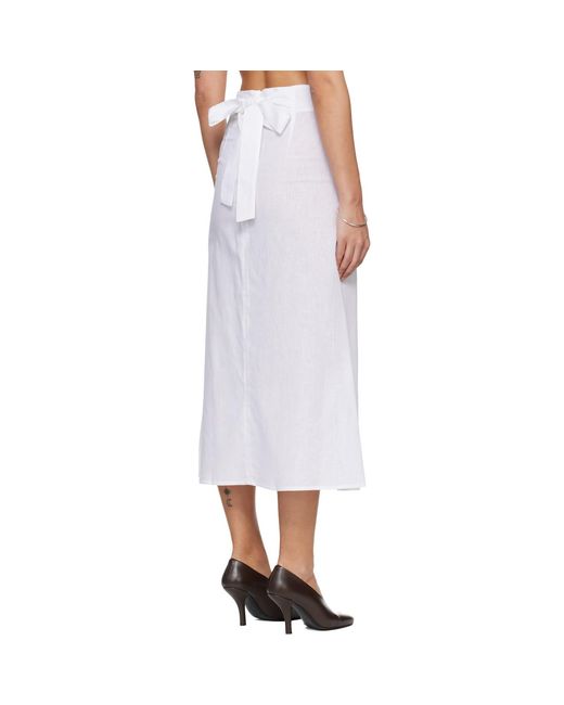Totême White Tie-Waist Midi Skirt