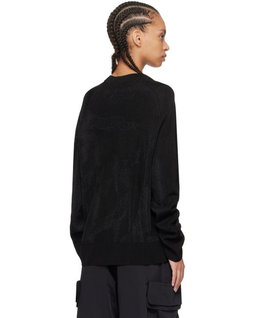Pull noir à motif graphique et logo en tricot jacquard Y-3 en coloris Black