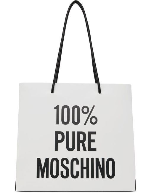 Moschino ホワイト 100% Pure トートバッグ Black