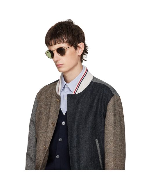 Thom Browne Black Titanium Round Sunglasses for men