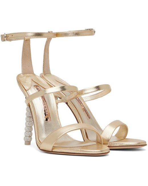 Sophia Webster Metallic Gold Rosalind Crystal Heeled Sandals