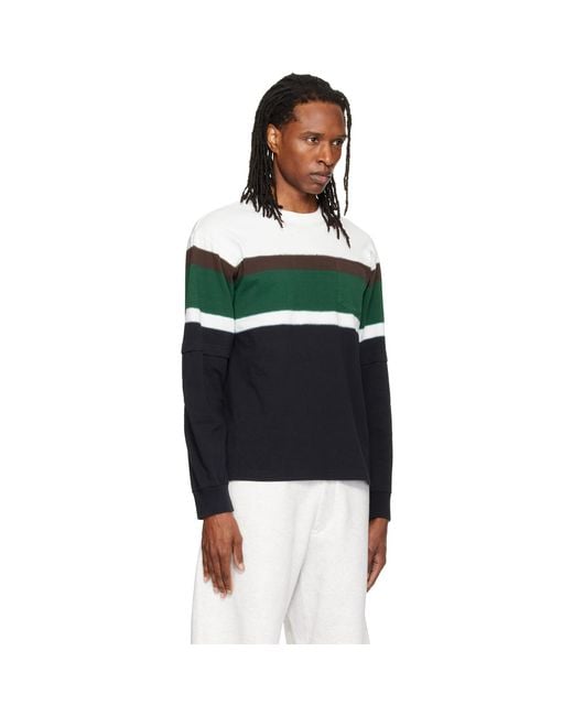 Sacai Green Chusen-Dyed Cotton Jersey L/S T-Shirt for men