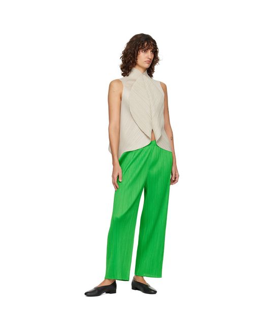 Pleats Please Issey Miyake Green Monthly Colors April Trousers