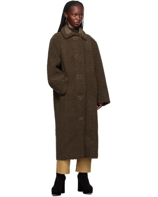 Stand Studio Black Brown Kenca Reversible Faux-shearling Coat