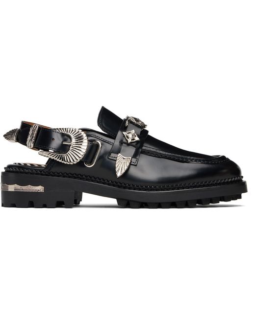 Toga Black Polished Leather Loafers