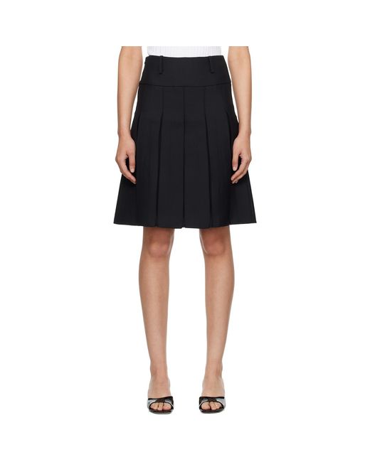 Fax Copy Express Black Pleated Midi Skirt