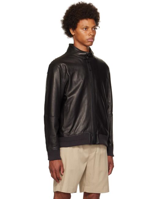 Vince Black Harrington Leather Jacket for men