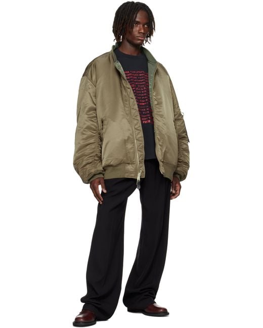 Vetements Green Khaki Alpha Industries Edition Cut-Up Reversible Jacket for men