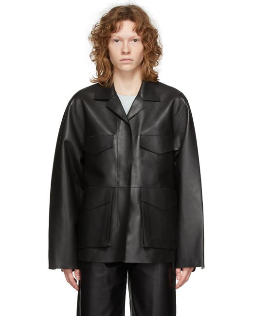 Totême Black Leather Army Jacket | Lyst Canada