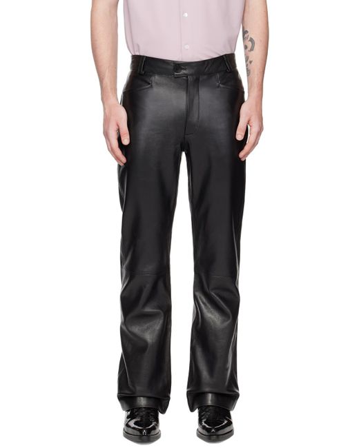 Ernest W. Baker Black Fla Leather Trousers for men